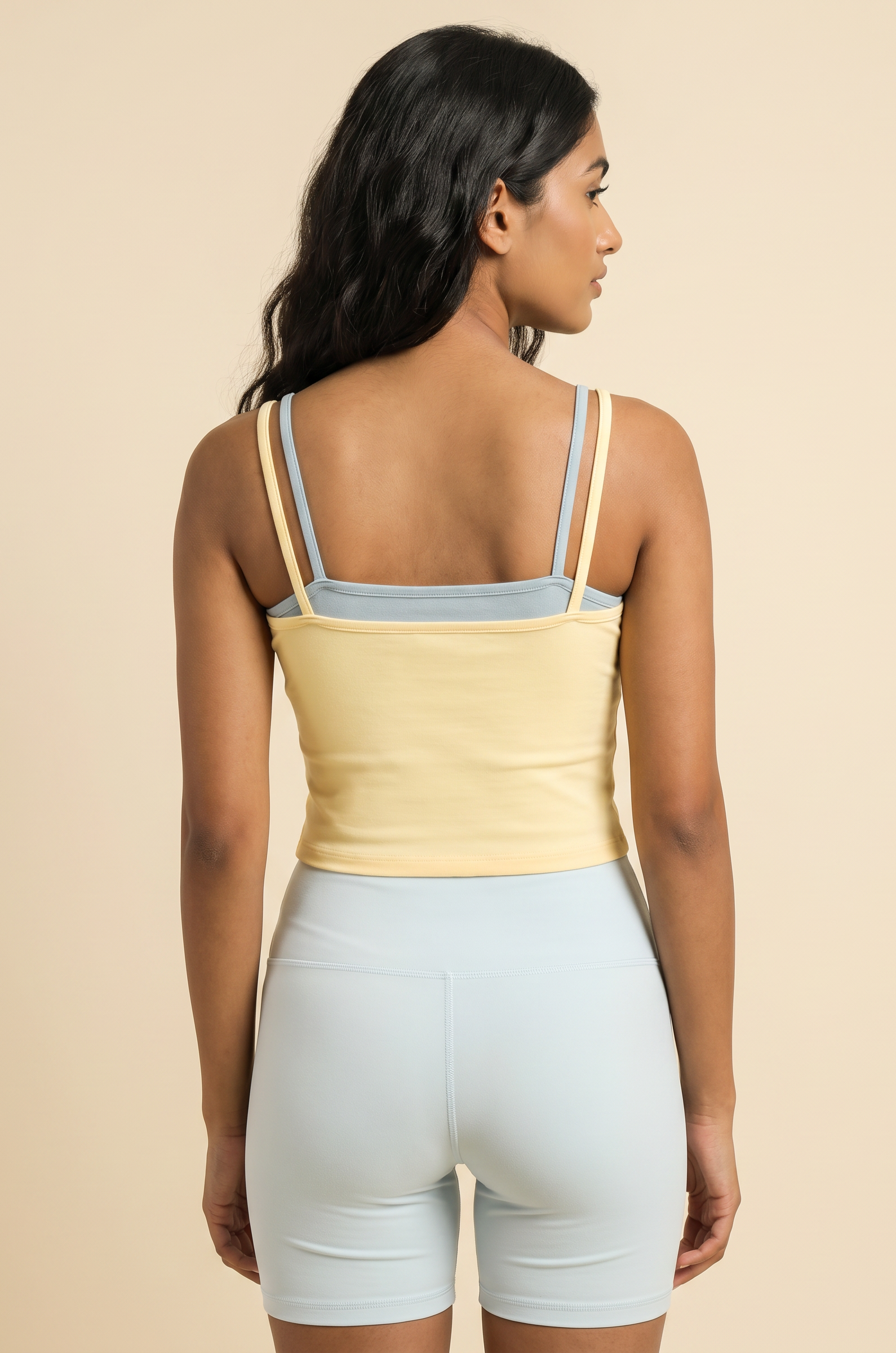 FlexTank Lite butter yellow layered tank — back view