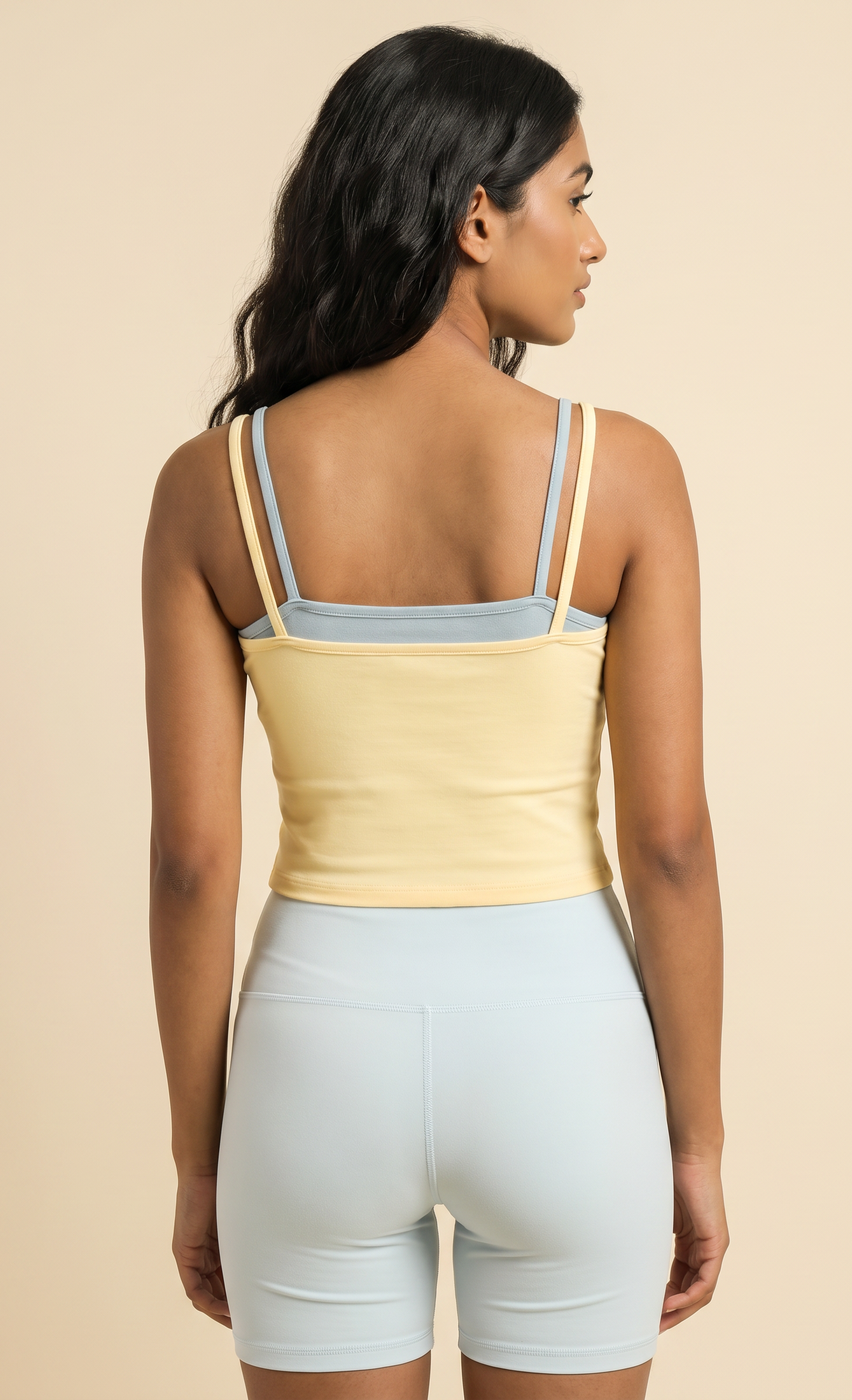 FlexTank Lite butter yellow layered tank — back view