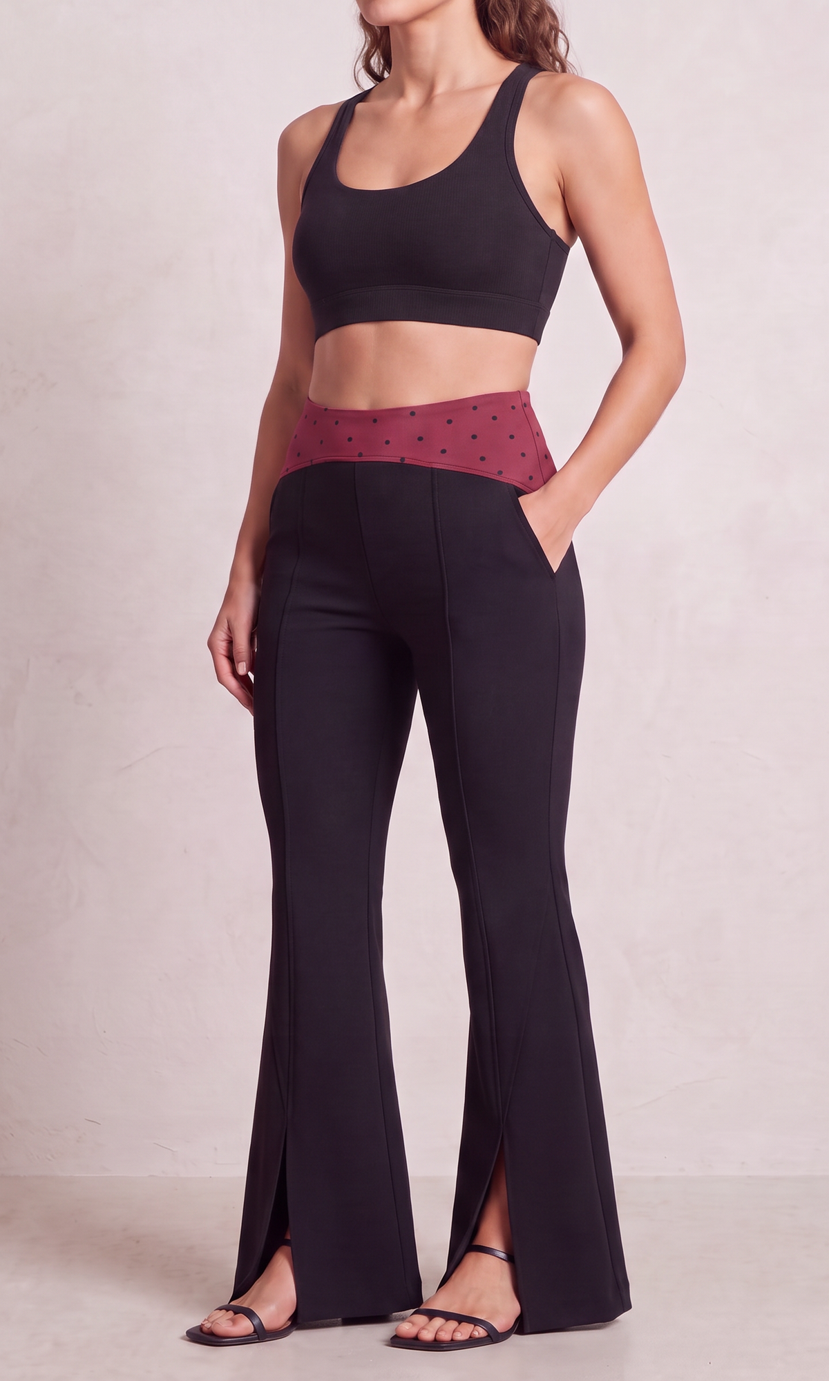 GlideFlare Bootcut Pants in Berry - side pose