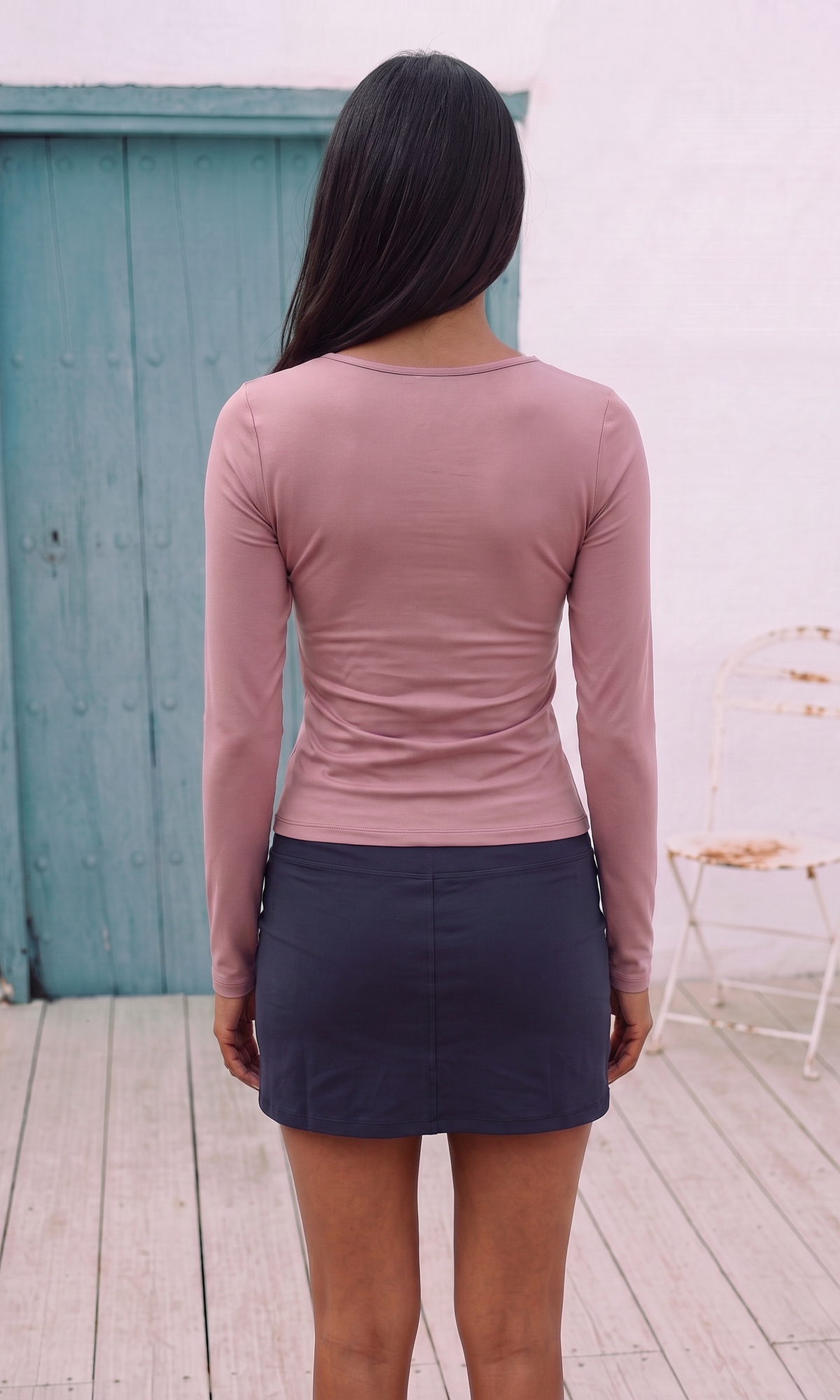 SoftScoop U-Neck Top - Dusty Rose - Back