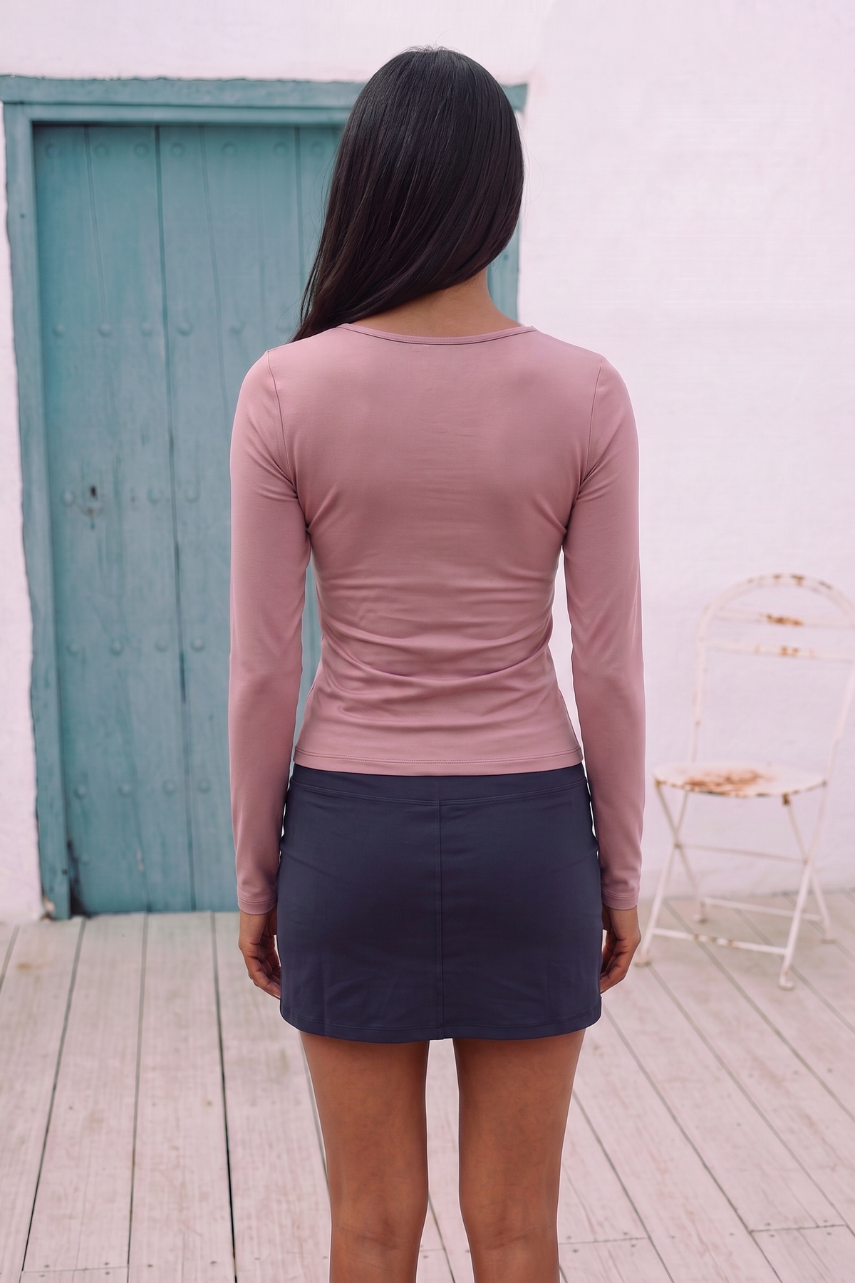 SoftScoop U-Neck Top - Dusty Rose - Back