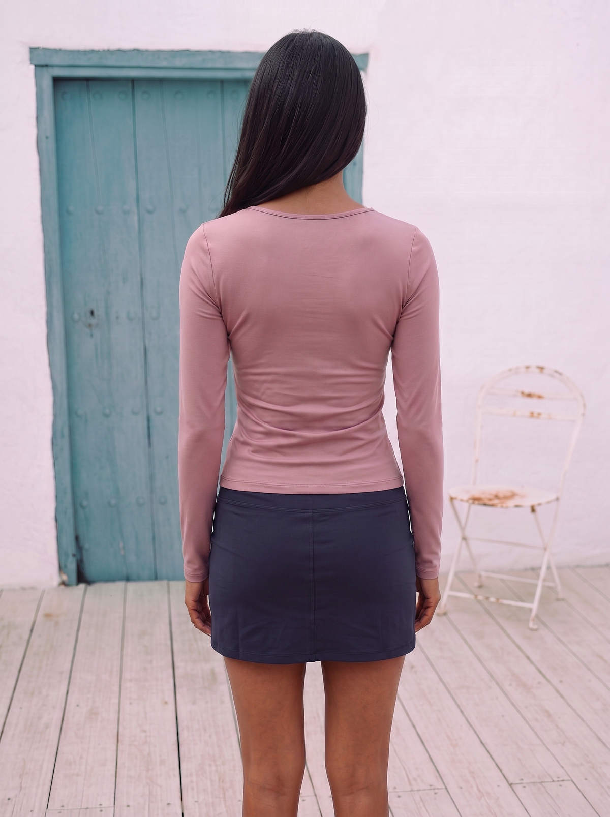 SoftScoop U-Neck Top - Dusty Rose - Back