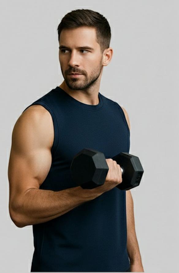 Model Wearing Men's FlexTank Athleisure -sustainable gym tank made from recycled fabric by Terraloop