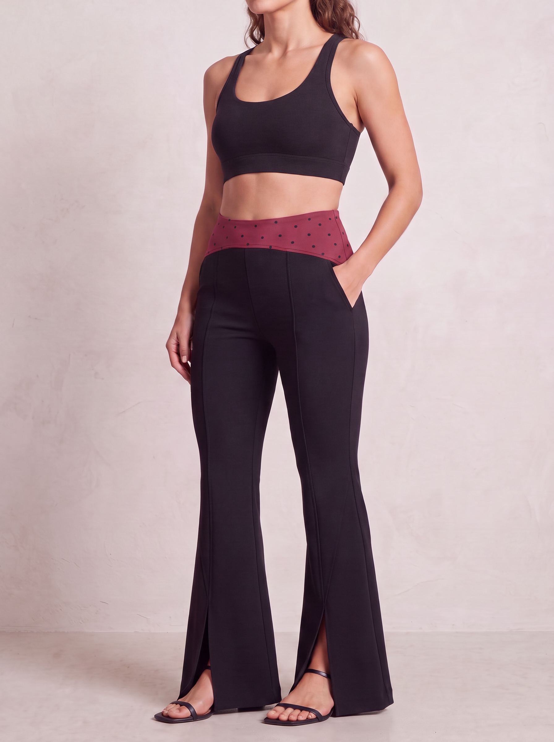 GlideFlare Bootcut Pants in Berry - side pose