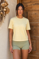 SlitBack Tee in Butter Yellow - front view