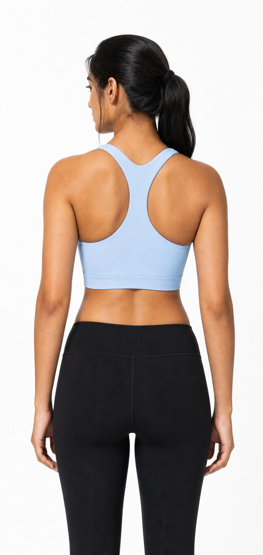 Aurora sports bra full ice blue racerback view