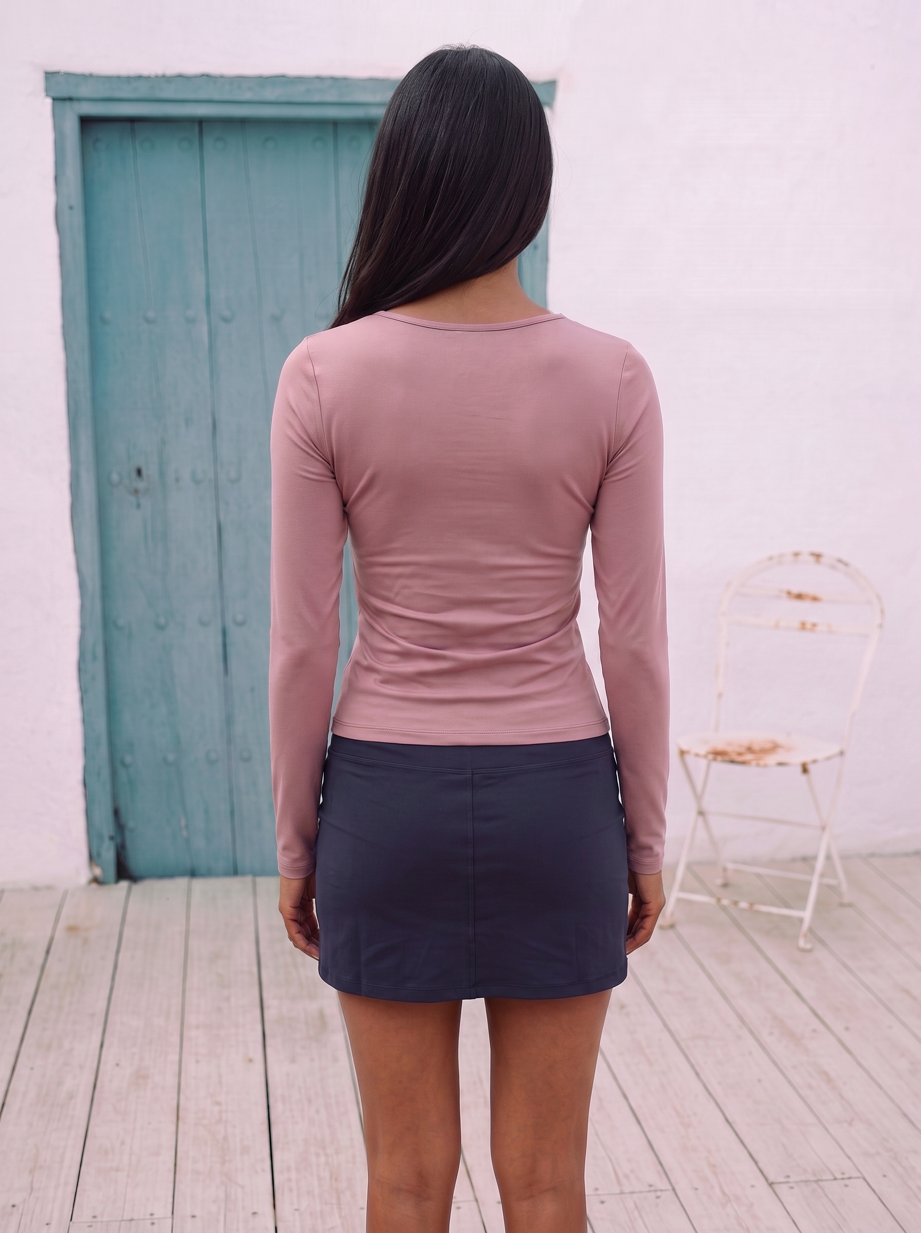 SoftScoop U-Neck Top - Dusty Rose - Back